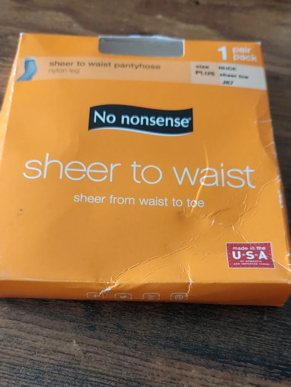 NWT No Nonsense Size PLUS Nude Sheer To Waist pantyhose